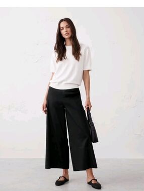 Banana Republic wide leg Linen blend cropped pull on Pant In Black Size XXL NWT